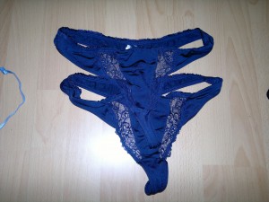 2 Blaue Satin spitze strings