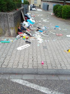 Der Hausmeister wird es gewohnt sein, dass nach der Sperrmüllabfuhr auf ihn viel Arbeit wartet. Für ihn und die Anwohner ein ärgerlicher Schandfleck - für uns Fetis ein Fest für die Augen!