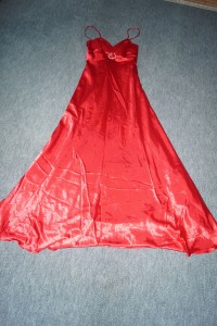 Rotes Satinabenkleid