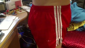 Rote Adidas  Satin Shorts Behandlung 1. In Shorts rein wixxen(12).jpg