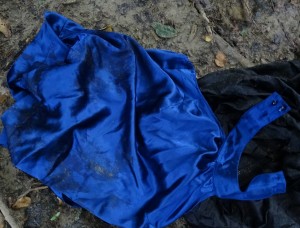 blaues Satin Neckholder