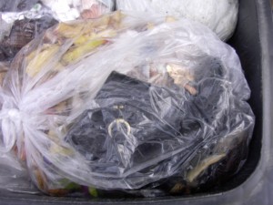 Ein letzter verschwommener Gruß durch den dreckigen Küchenmüllbeutel.