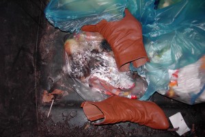 Müll0312 140.jpg (448.3 KiB) 8136 mal betrachtet Mit dem berühmten Stöckchen habe ich die Stiefeletten gerettet und nun beschafft ihnen Anja die passende "Patina". Dann kommen sie zurecht in den Müll! Vielleicht wieder tief unten?!