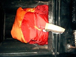 rotes Nylon Gilet mags warm haben