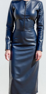 Sandra Dominatrix-Outfit aus blauem Leder
