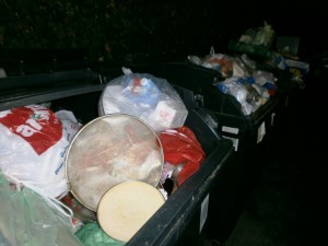 Alle Müllcontainer randvoll mit Dreck!
