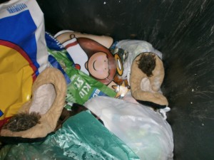 So süüüße Sachen eines Engels schon so tief im Dreck eines stinkenden Restmüllcontainers!