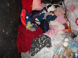 Unmengen geilster Tangas, BHs und Nylons hatte eine junge Frau -vermutlich aus einem Mülleimer - lose in den Müllcontainer ausgeleert.
